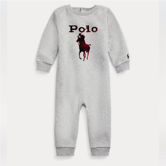 Polo Ralph Lauren Other - Polo Ralph Lauren Buffalo Check Big Pony Fleece Coverall Romper Onesie